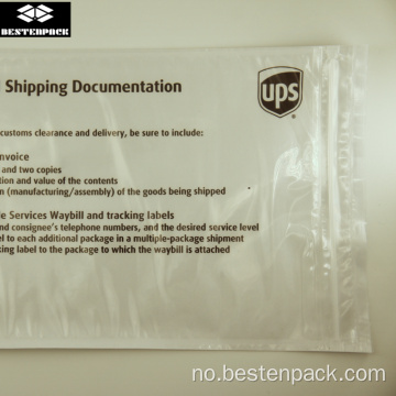 Tilpasset konvolutt med UPS-glidelås pakkeliste